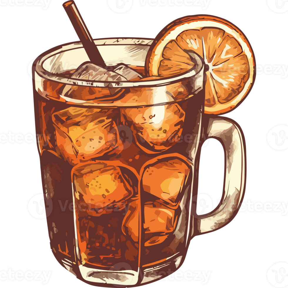 Iced tea with orange slice png