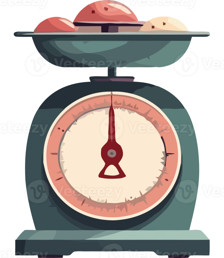 An illustration of a scale with apples on it png
