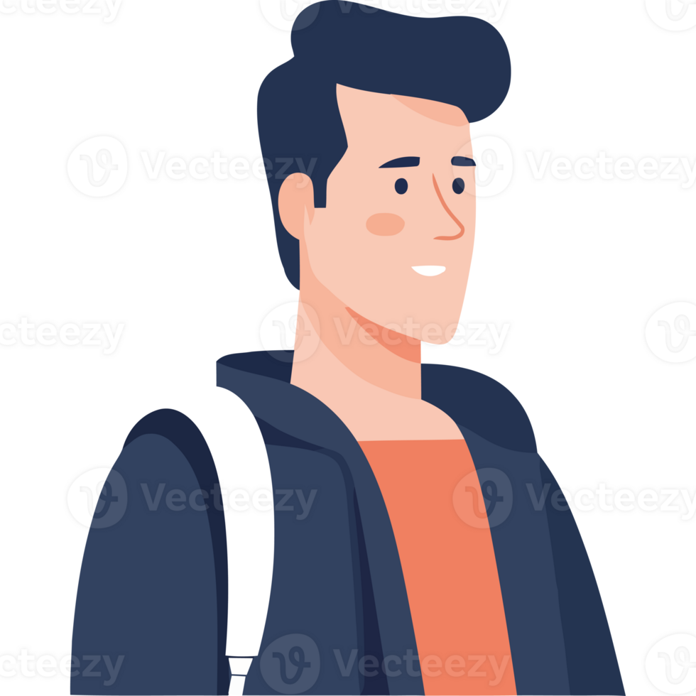 A man with a backpack and a smile png