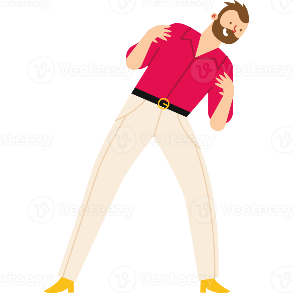 A man in a pink shirt and white pants is doing a dance png