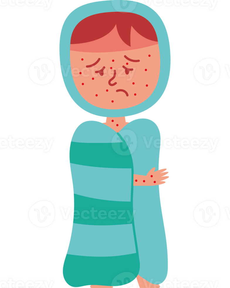 Illustration of a sick child png