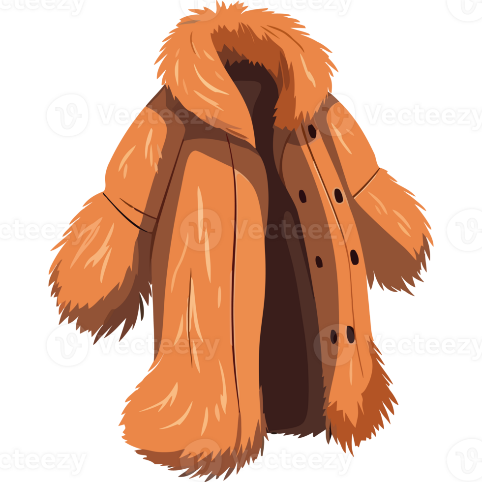 An orange fur coat with a hood png