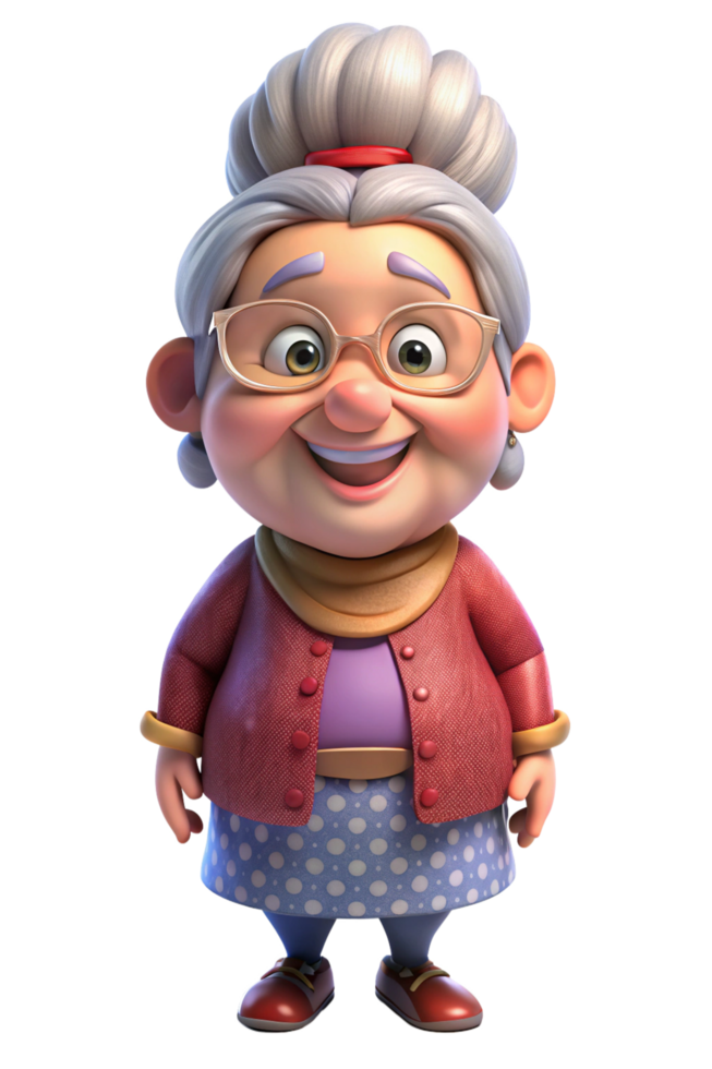 Granny with a Bright and Joyful Smile png