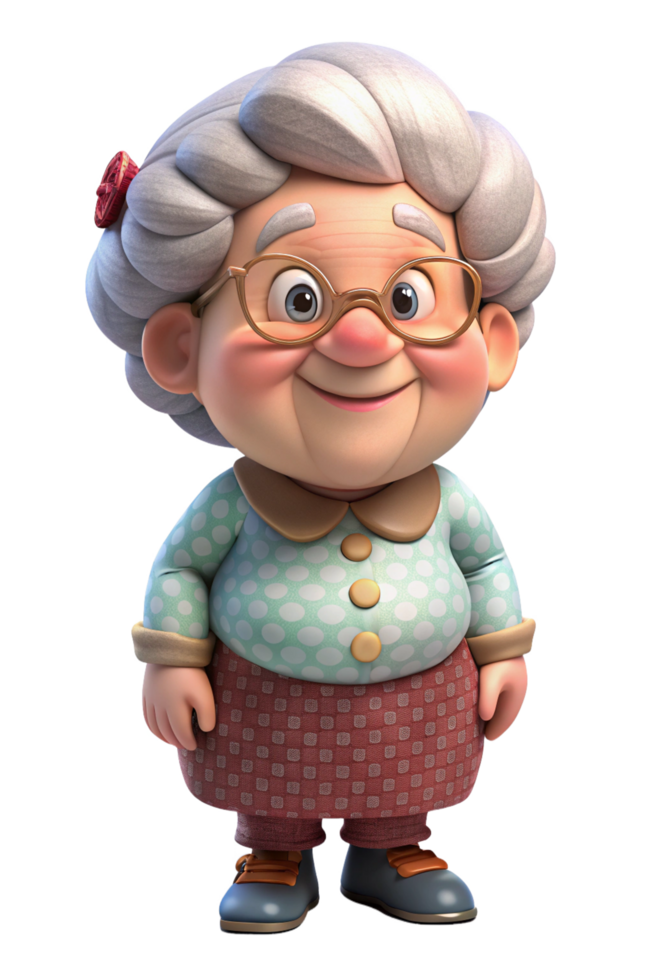 Granny with a Cheerful and Kind Smile png