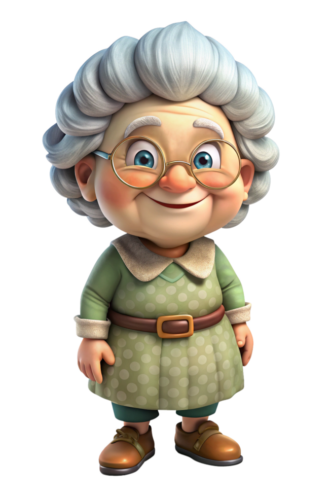 Granny Character with a Joyful Face png