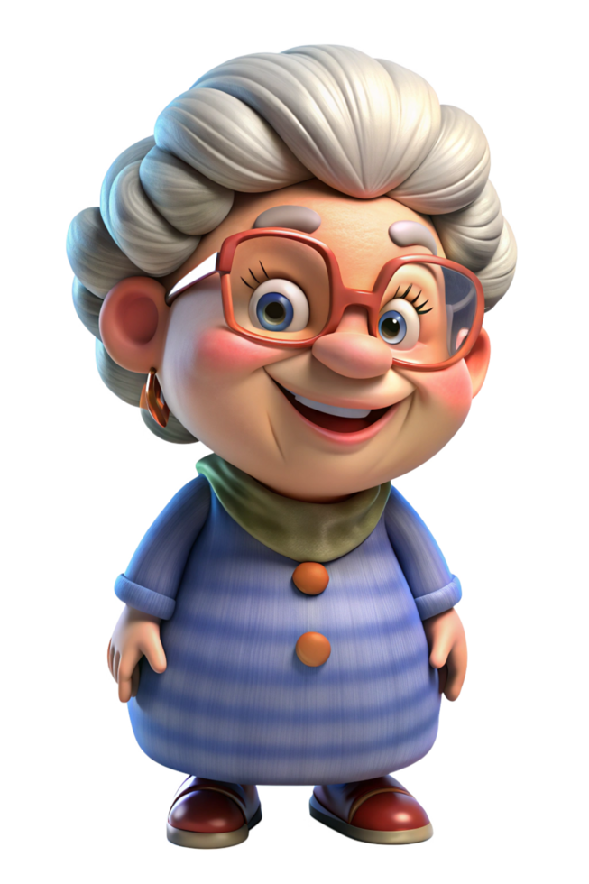 Smiling Elderly Granny Character png
