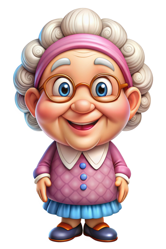 Smiling Granny with a Radiant and Cheerful Expression png