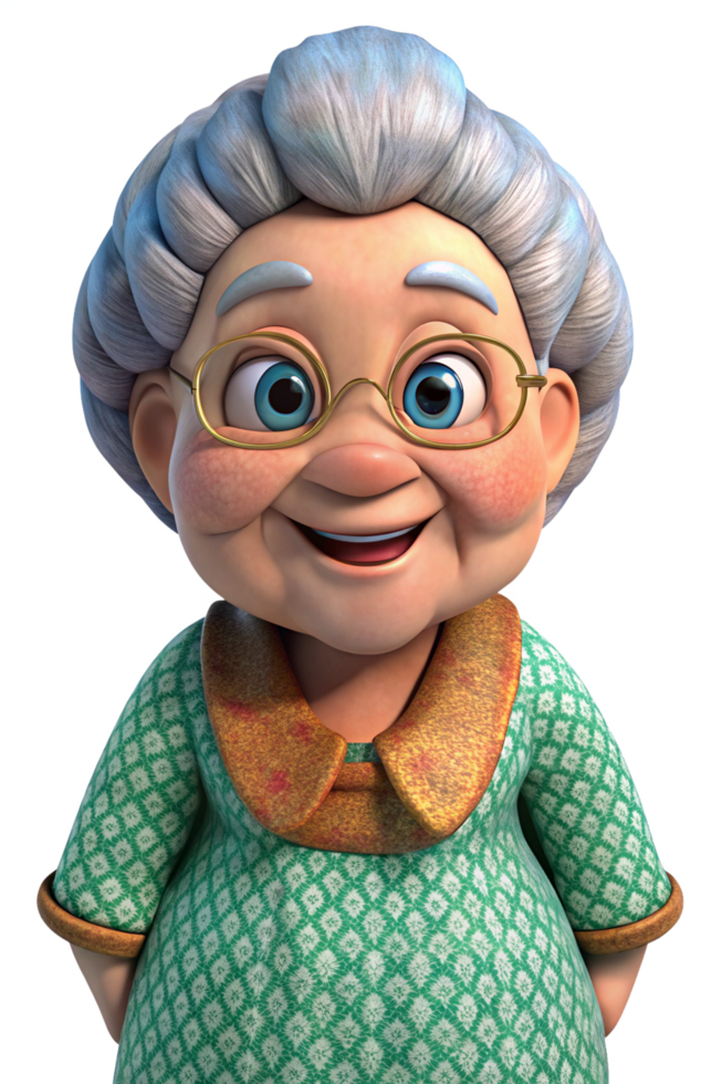 Smiling Granny with Wrinkles png