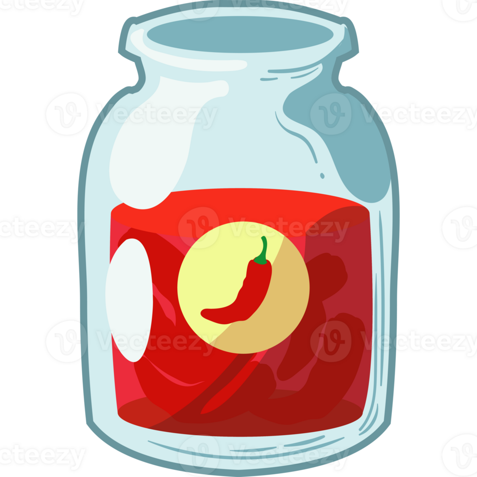 A jar of chili peppers with a red chili pepper inside png