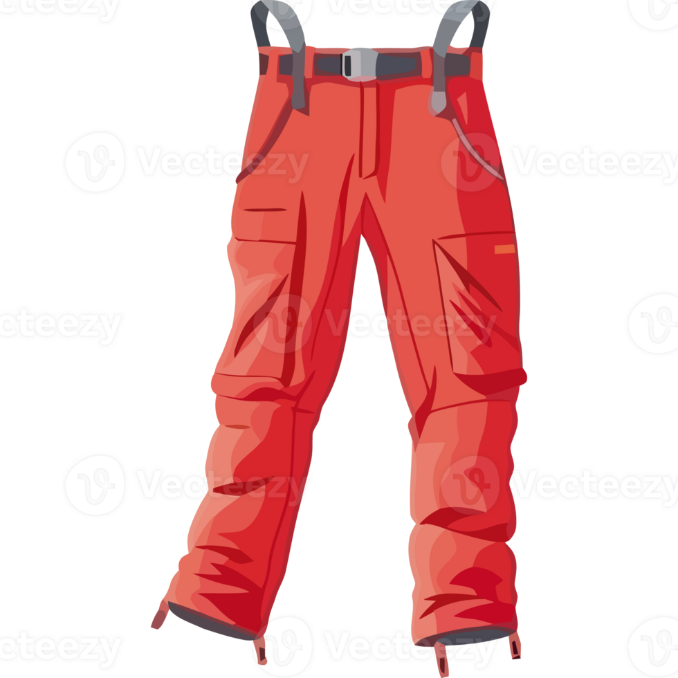 A pair of red pants with a belt png