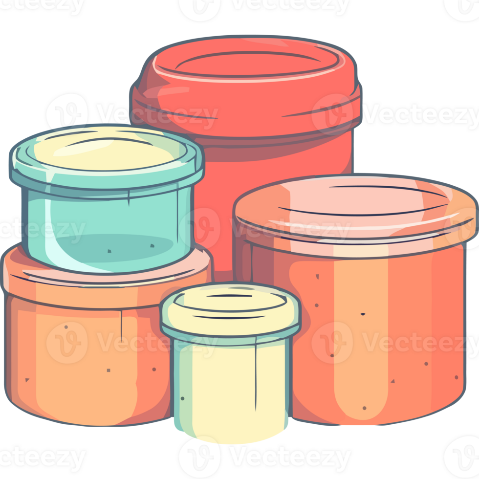 A stack of jars and lids png