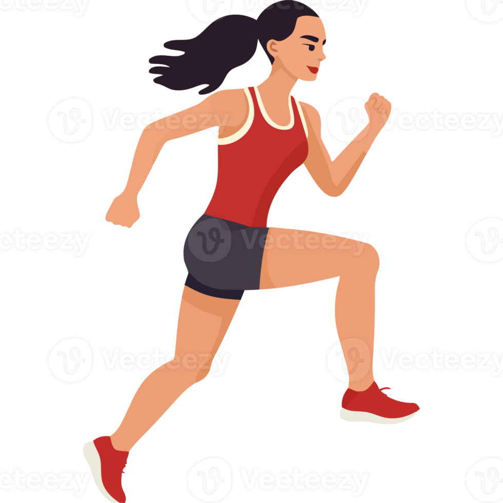 A woman running in a cartoon style png