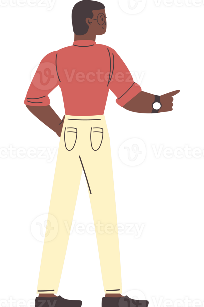 A man in a red shirt and khaki pants png