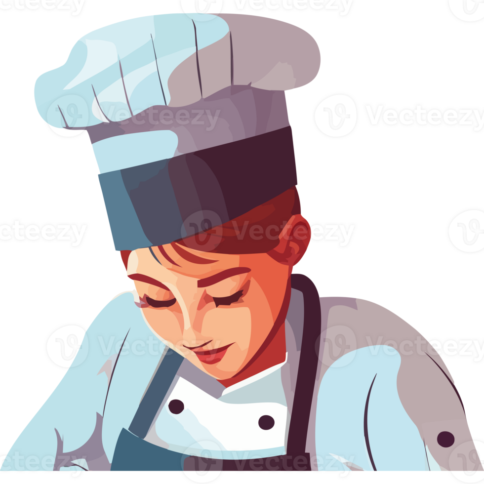 A cartoon chef is cooking food png