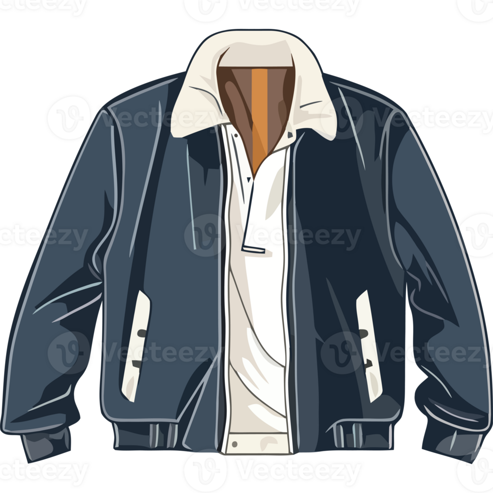 An illustration of a jacket with a collar png