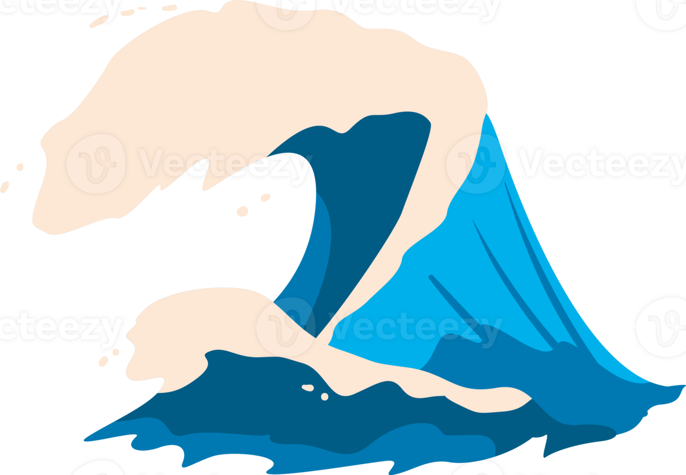 A cartoon wave with a large wave png