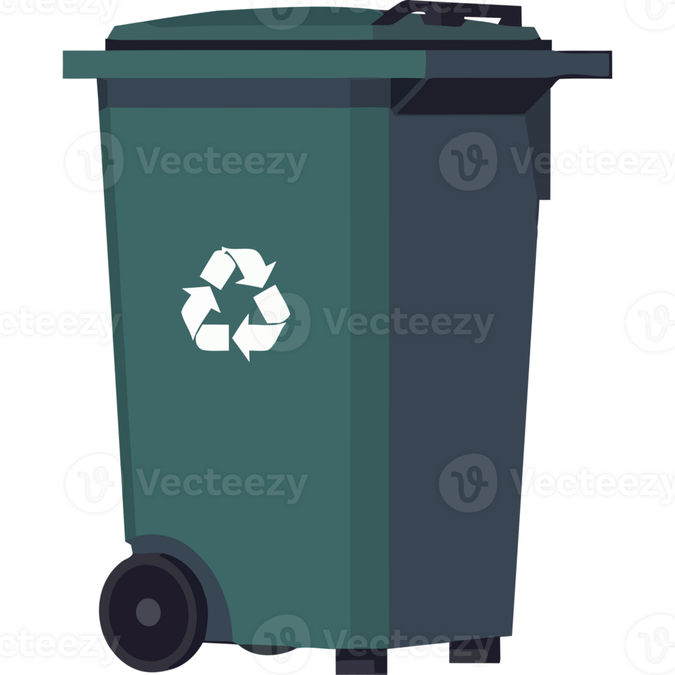A green trash can with a recycling symbol on it png