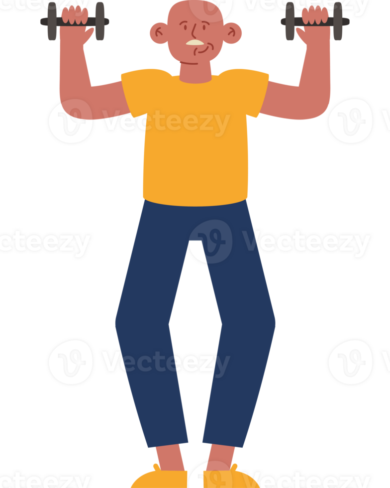 A man lifting weights with a dumbbell png