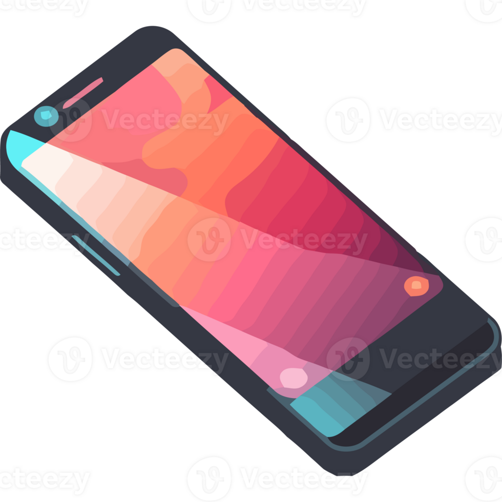 A smartphone with a colorful screen on it png