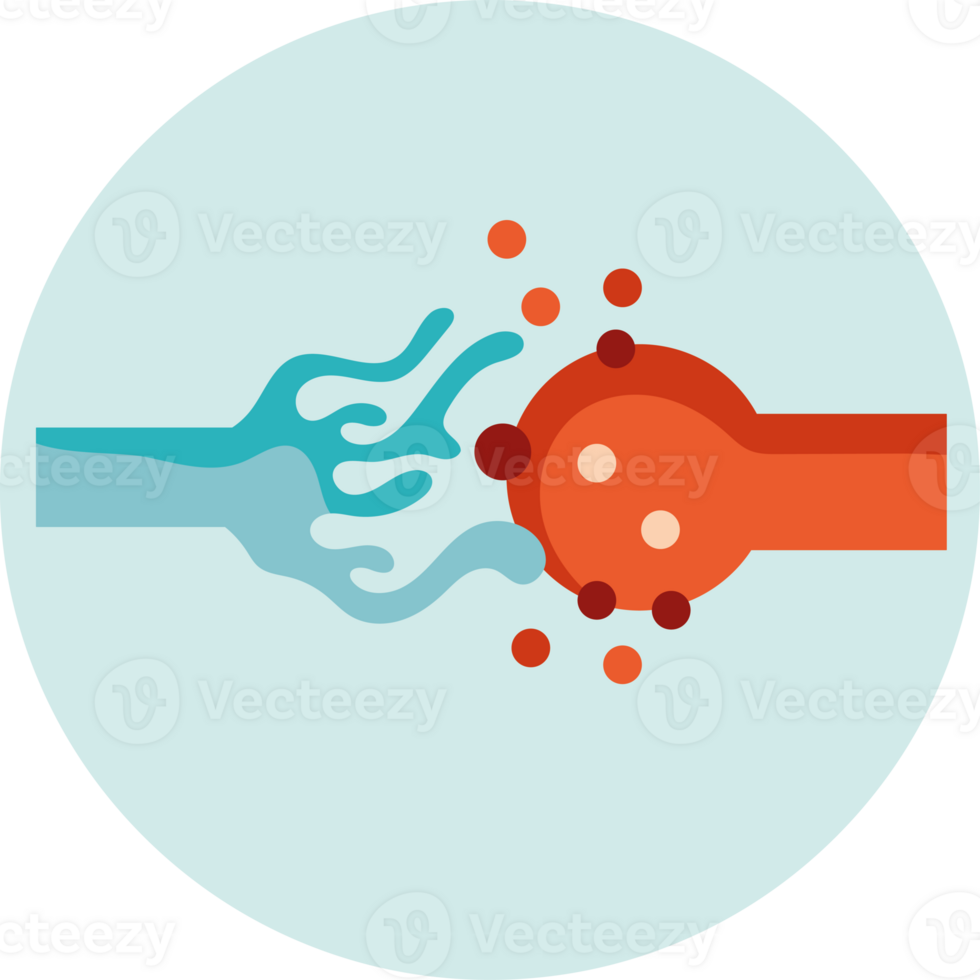 Illustration of a hand reaching out to touch a red and orange sphere png