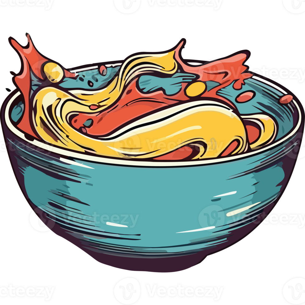 A bowl of noodles with sauce in it png