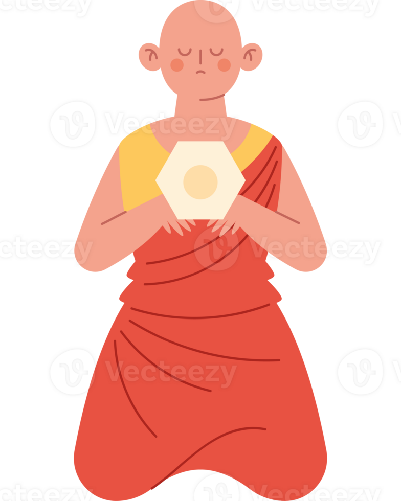 A monk holding a golden egg in his hands png