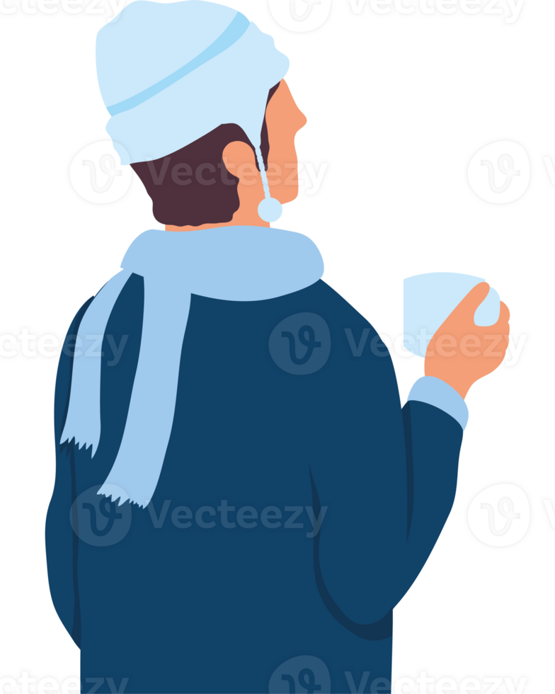 Man with a cup of coffee png