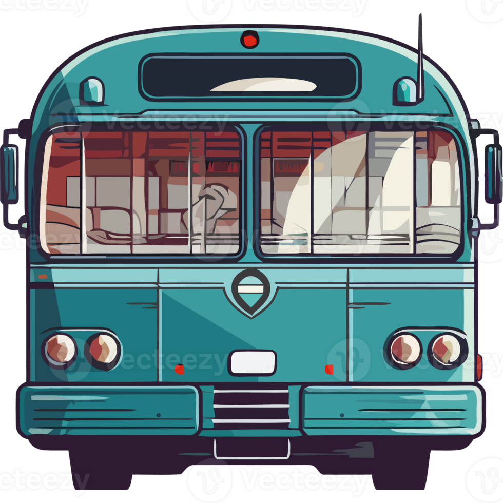 A blue bus with a white stripe on the side png
