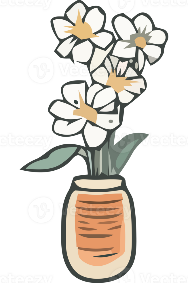 A vase with white flowers in it png