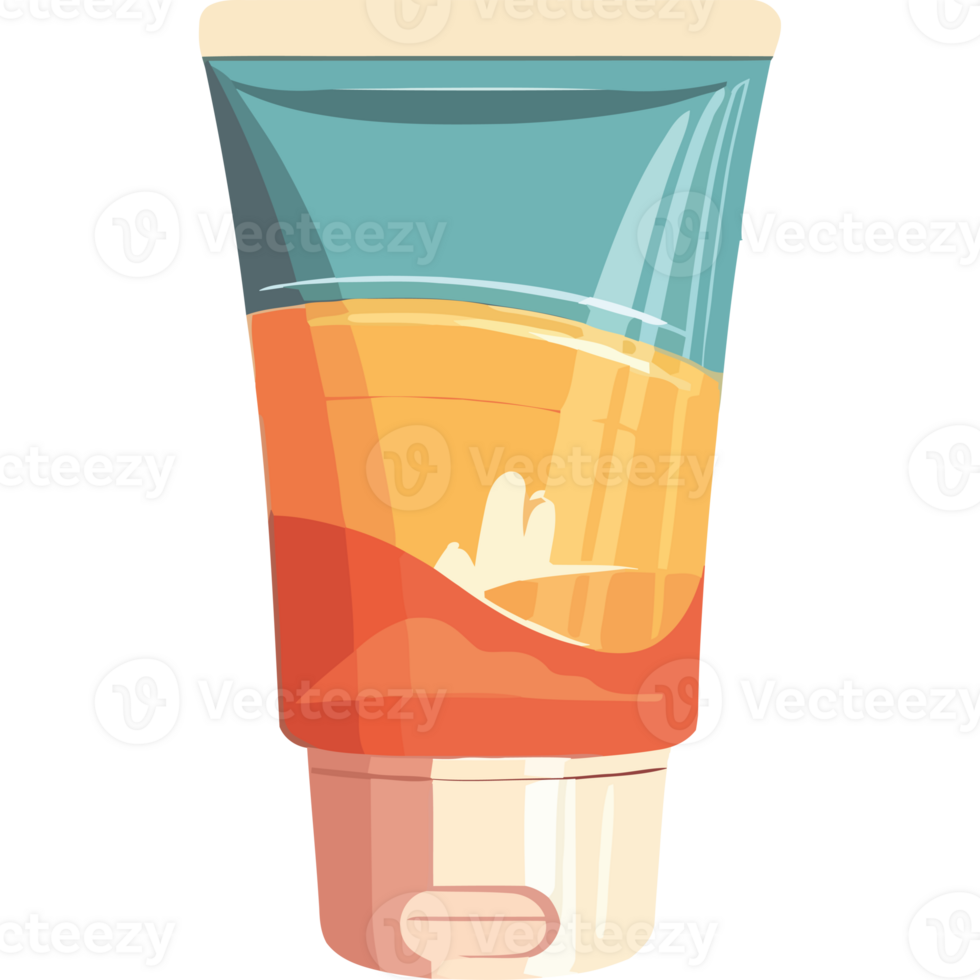 A tube of sunscreen with a blue and orange color png