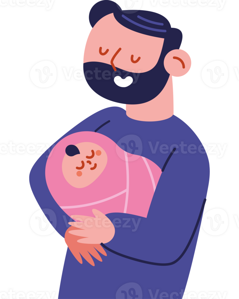 A man holding a baby in his arms png