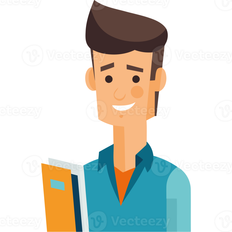A man holding a book and smiling png