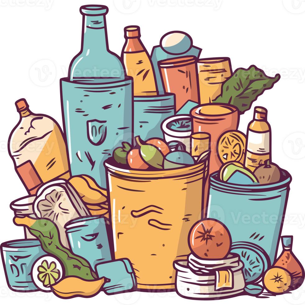 A pile of garbage with various items inside png