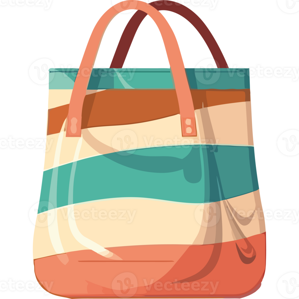 A colorful striped bag with handles png