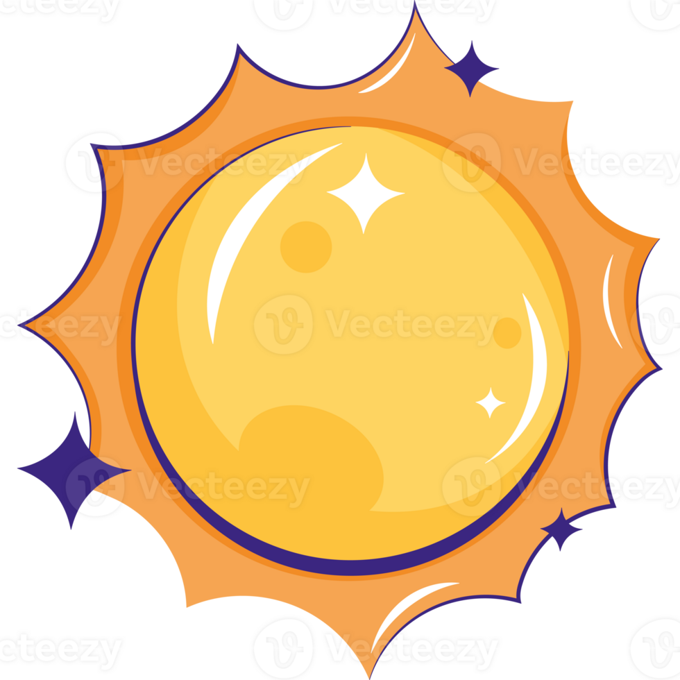 Sun icon with stars and a yellow sun png