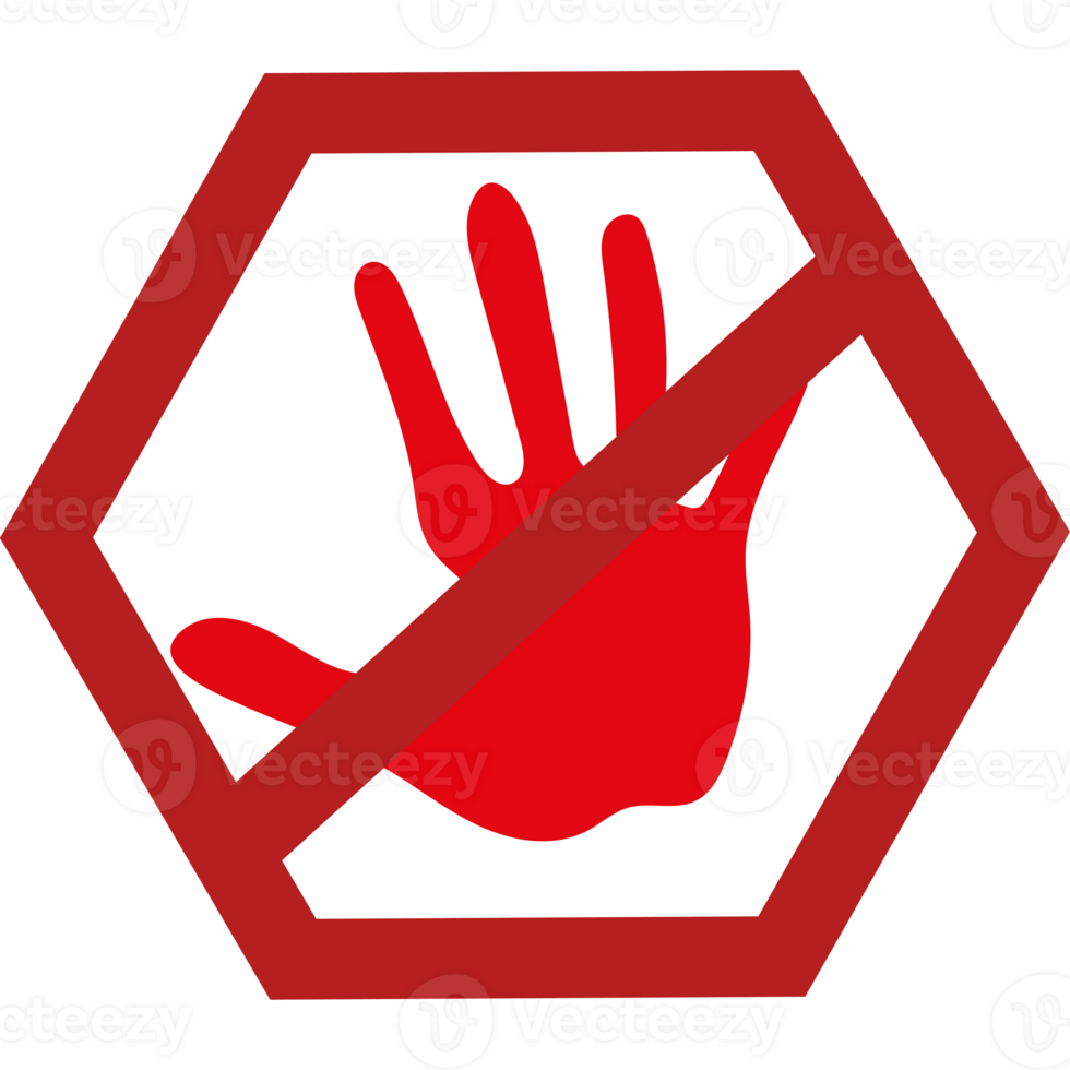 A red hand is in a no entry sign png