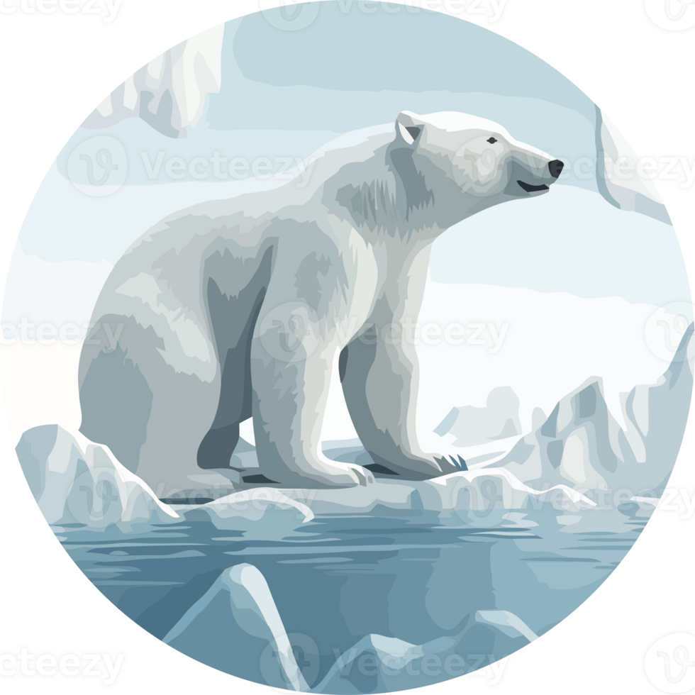 A polar bear is standing on an iceberg png