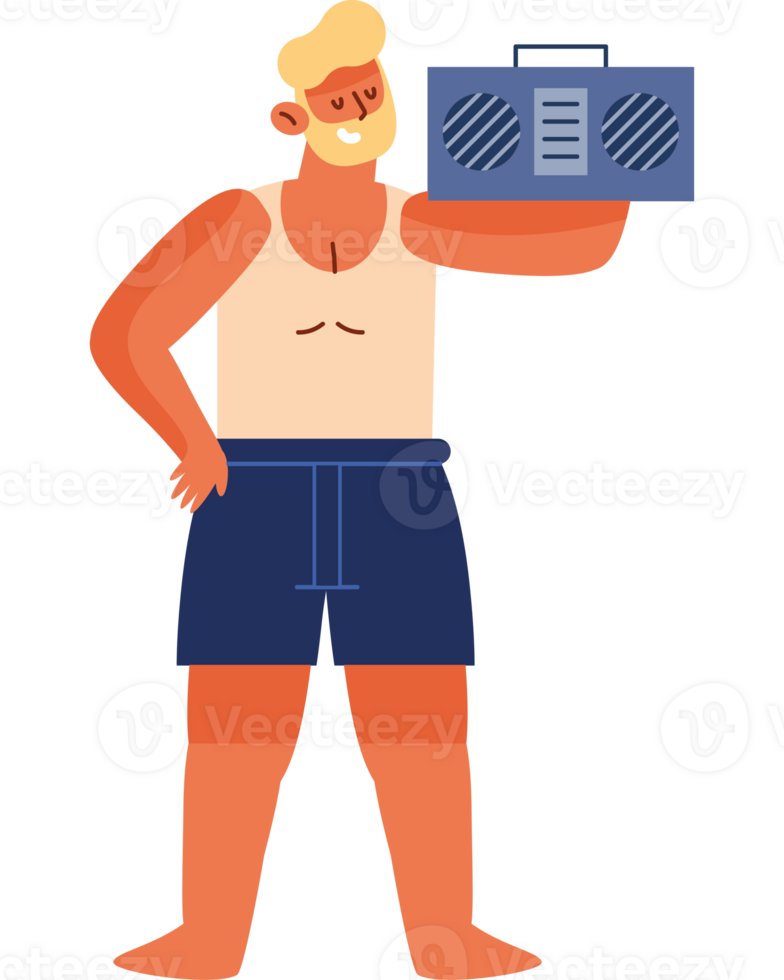 A man holding a boombox png