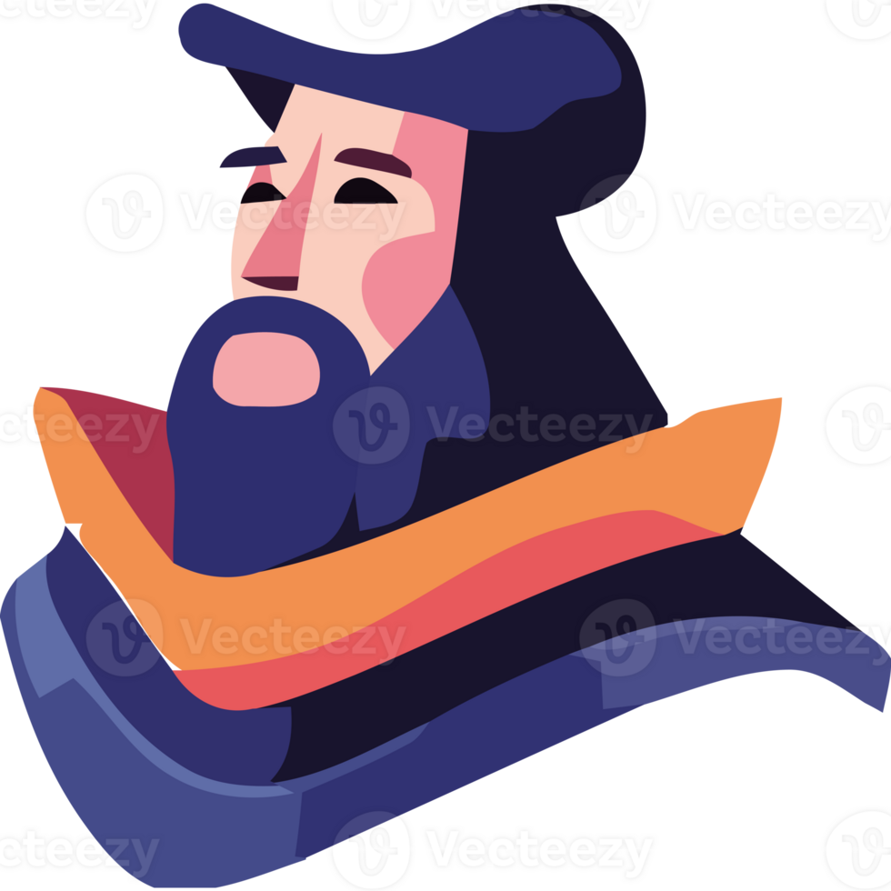 A cartoon man with a beard and a hat png