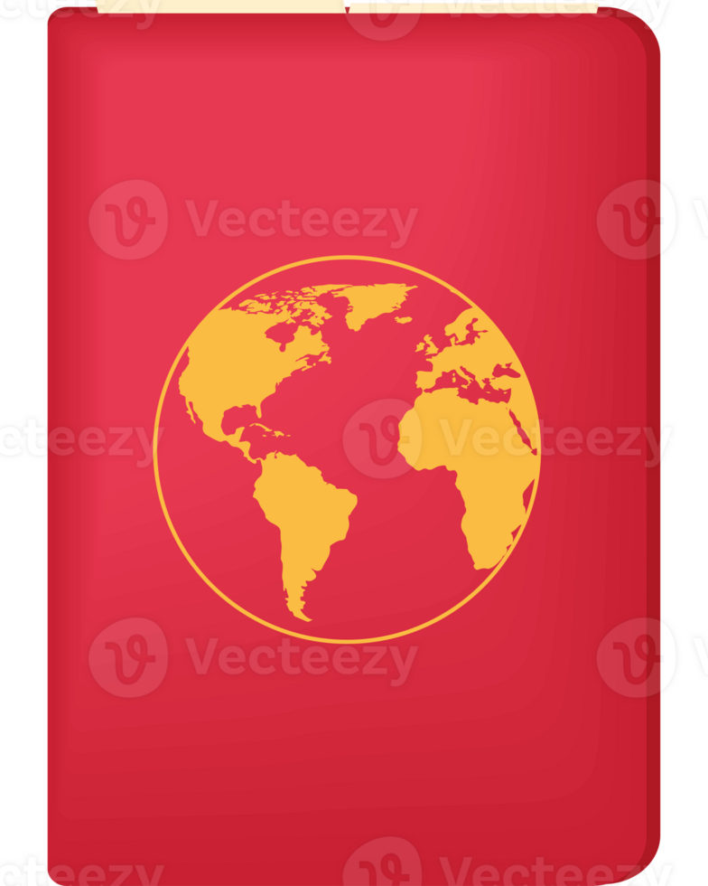 A red passport with a globe on it png