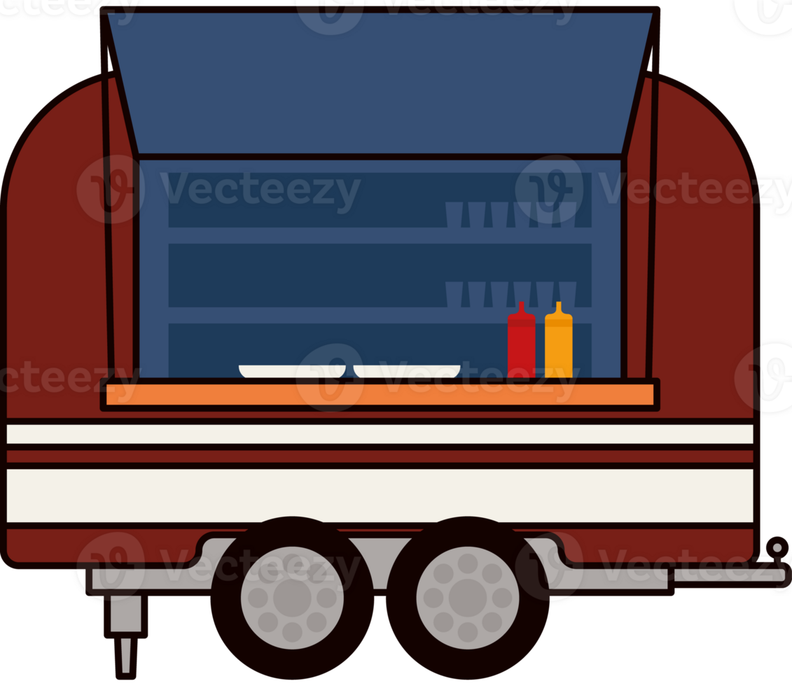 A food truck with a grill and a table png