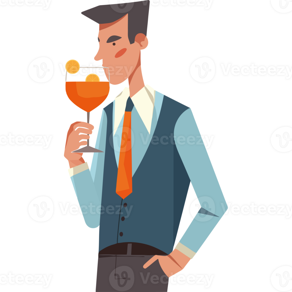 Man with a drink in his hand png