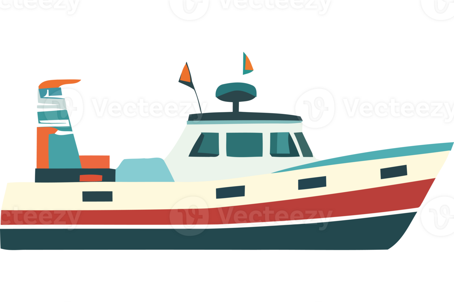 A boat with a red and white stripe on it png
