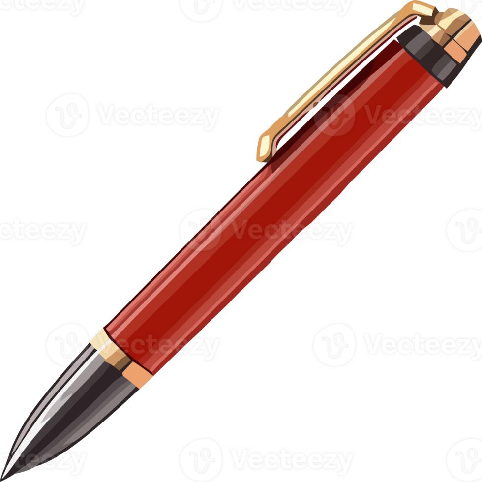 A red pen with a gold trim png