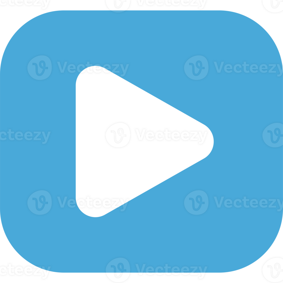 A blue play button with white text png