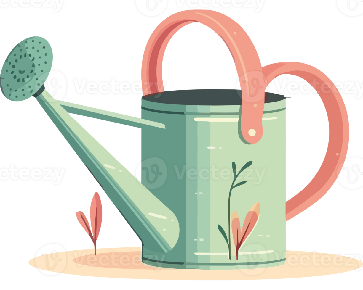 A watering can with a pink handle and a green handle png