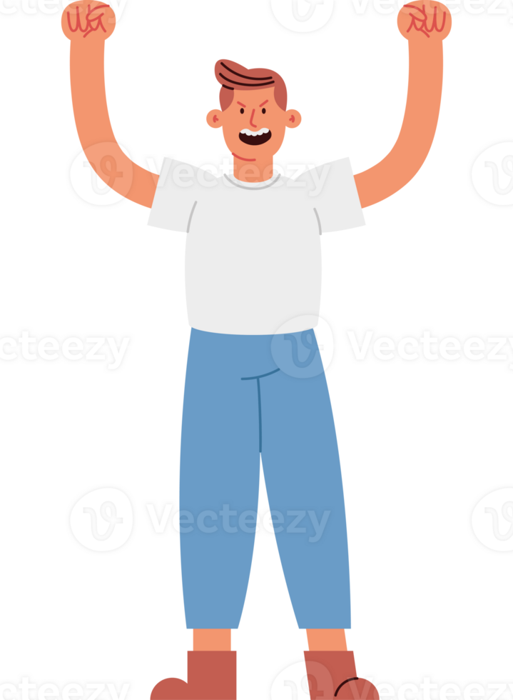 Happy man with arms up illustration png