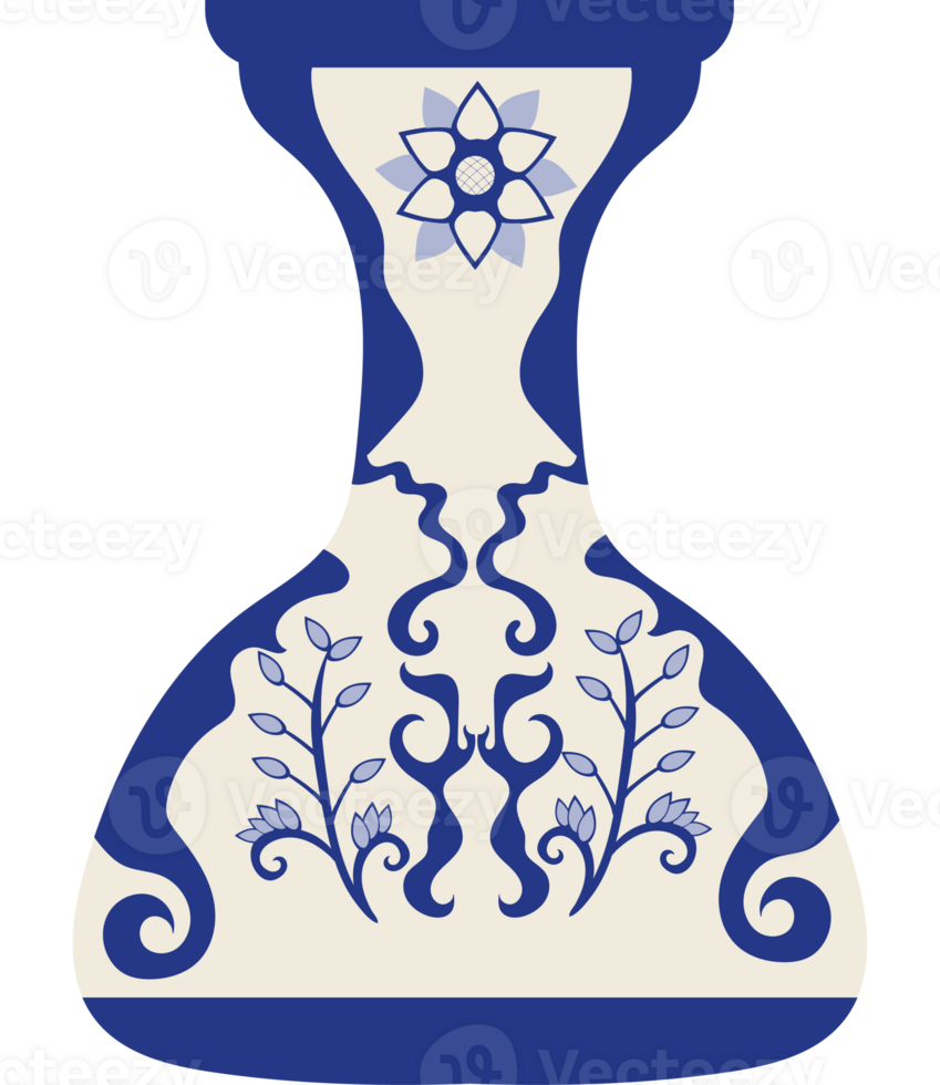 A blue and white vase with flowers png