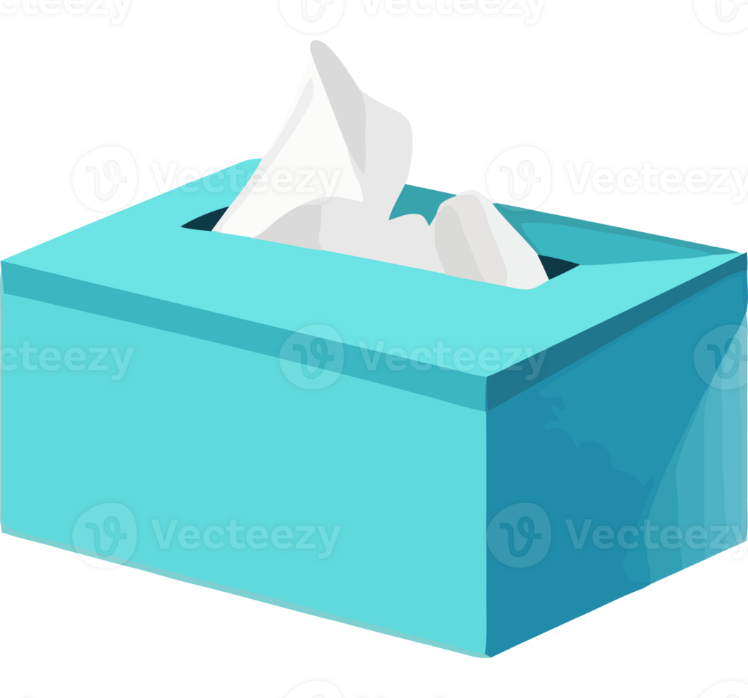 A blue box with tissue in it png