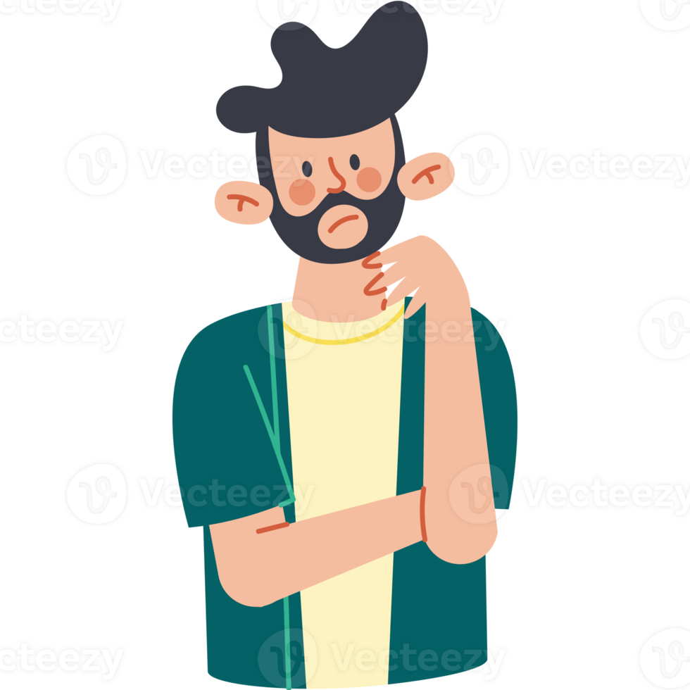 A man with a beard and a beard is thinking png